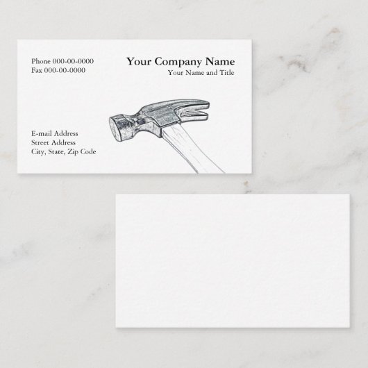 Visitekaartje van de timmerman (Voorkant / Achterkant)