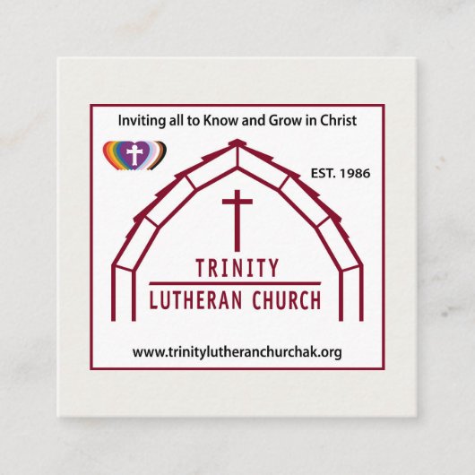 Visitekaartje van de Trinity Lutheran Church (Voorkant)