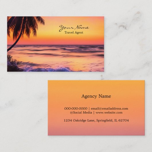 Visitekaartje van de tropische zonsondergang (Voorkant / Achterkant)