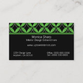 Visitekaartje van de Uptown Glam, groen (Achterkant)