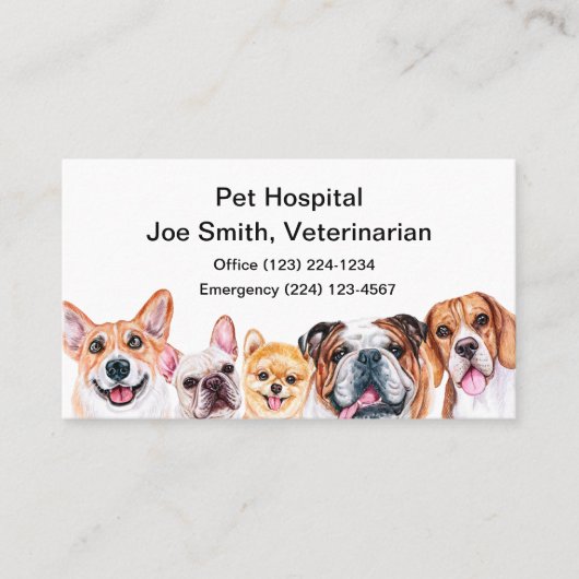 Visitekaartje van de veterinaire dienst (Voorkant)