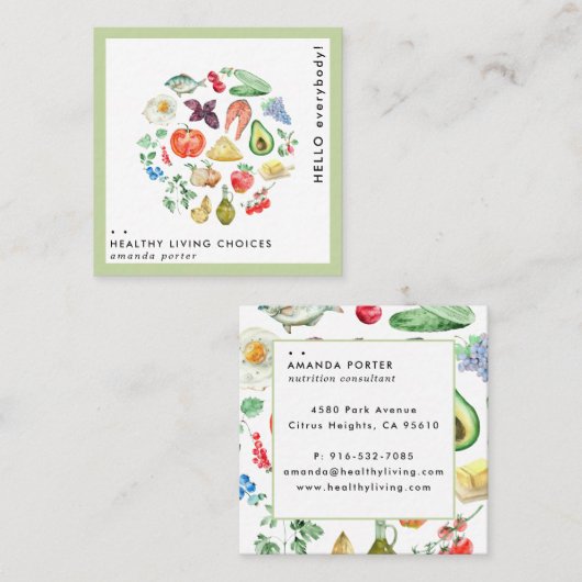 Visitekaartje van de voeding (Voorkant / Achterkant)