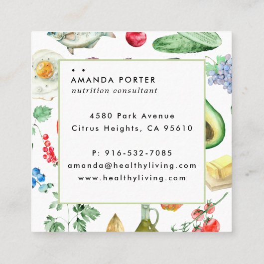 Visitekaartje van de voeding (Achterkant)