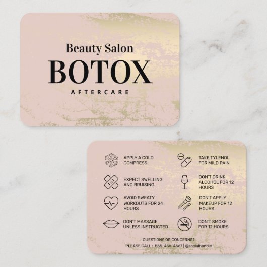Visitekaartje van de Voorjaars Botox nazorginstruc (Voorkant / Achterkant)