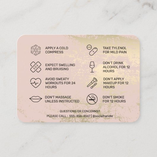 Visitekaartje van de Voorjaars Botox nazorginstruc (Achterkant)