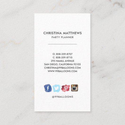 Visitekaartje van de waterverf-partij (Achterkant)