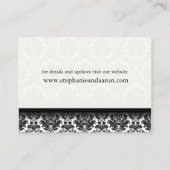 Visitekaartje van de website Black & White Damask  Informatiekaartje (Achterkant)