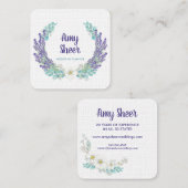 Visitekaartje van de weduwenplanner op het lavende (Voorkant / Achterkant)