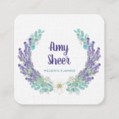 Visitekaartje van de weduwenplanner op het lavende (Voorkant)