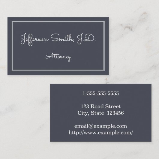 Visitekaartje van de Whimsical en Basic Attorney (Voorkant / Achterkant)