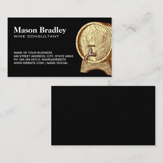 Visitekaartje van de wijnloop van hout (Voorkant / Achterkant)