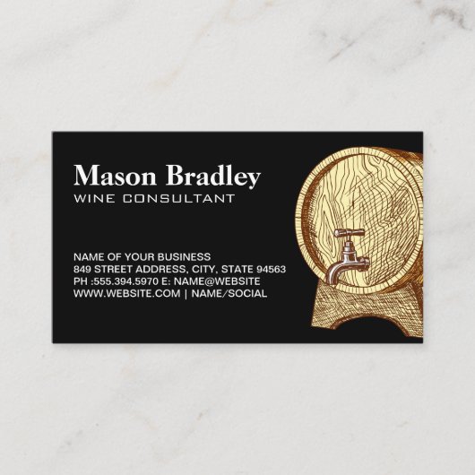 Visitekaartje van de wijnloop van hout (Voorkant)