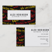 Visitekaartje van de zwarte duitse taaldocent (Voorkant / Achterkant)