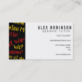 Visitekaartje van de zwarte duitse taaldocent (Achterkant)