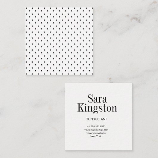 Visitekaartje van de zwarte en witte pit Polka Dot (Voorkant / Achterkant)