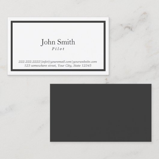 Visitekaartje van de zwarte-grenspiloot/vluchtnabo (Voorkant / Achterkant)
