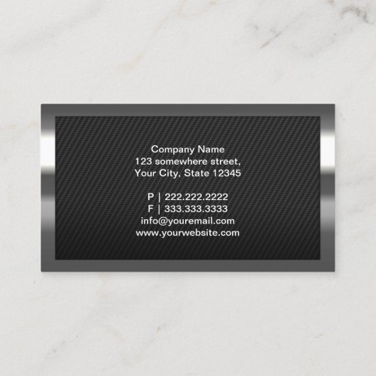 Visitekaartje van de zwarte koolstofvezel Chauffeu (Achterkant)