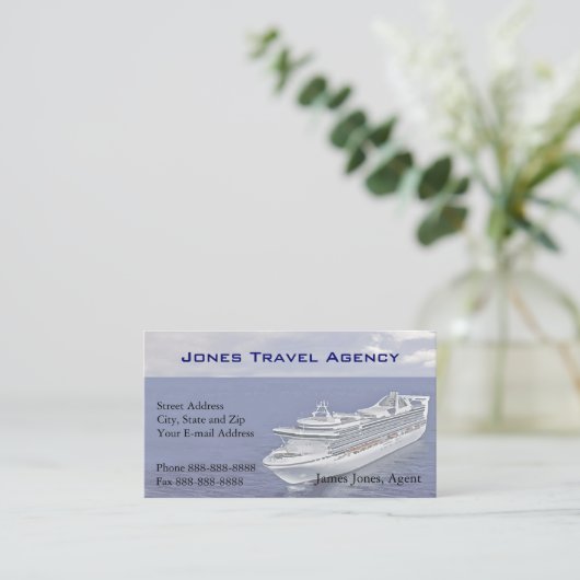 Visitekaartje van een reisbureau voor cruiseschepe (Staand voorkant)