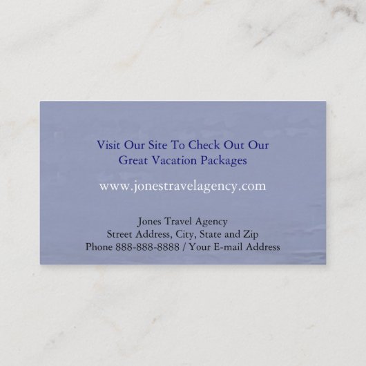 Visitekaartje van een reisbureau voor cruiseschepe (Achterkant)