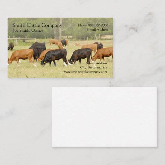 Visitekaartje van een veehouder (Voorkant / Achterkant)