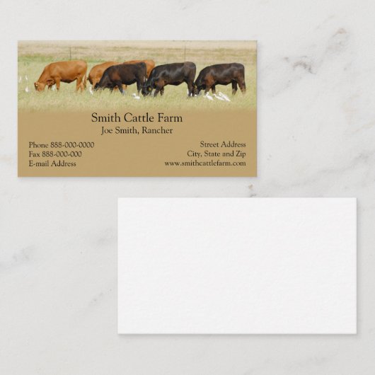 Visitekaartje van een veehouder (Voorkant / Achterkant)