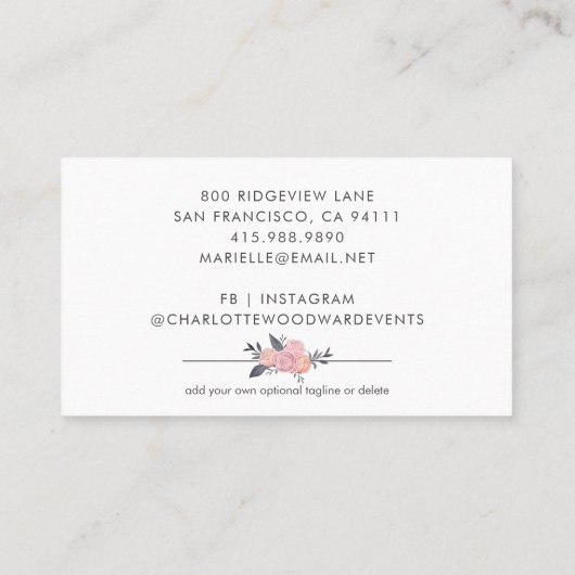 Visitekaartje van Elegant Wedding Planner (Achterkant)