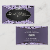 Visitekaartje van feestPlanner Classy Paars Glitte (Voorkant / Achterkant)