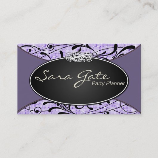 Visitekaartje van feestPlanner Classy Paars Glitte (Voorkant)