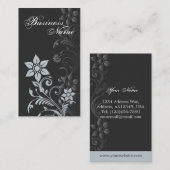 Visitekaartje van Floral (Blauwe grijs) (Voorkant / Achterkant)
