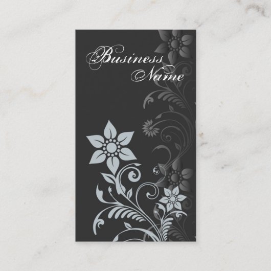 Visitekaartje van Floral (Blauwe grijs) (Voorkant)