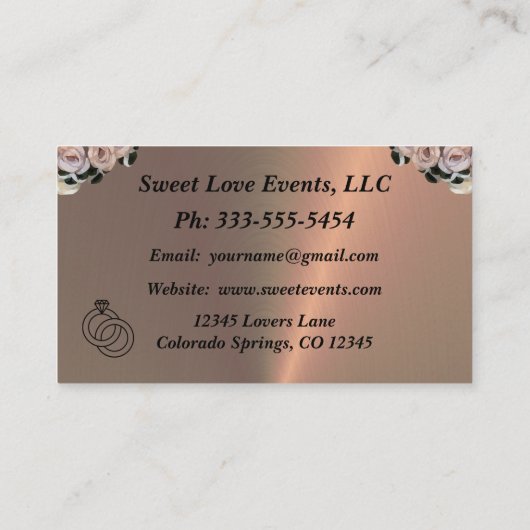 Visitekaartje van Floral & Copper Wedding Planner (Achterkant)