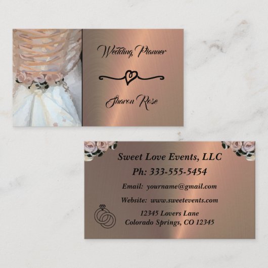 Visitekaartje van Floral & Copper Wedding Planner (Voorkant / Achterkant)