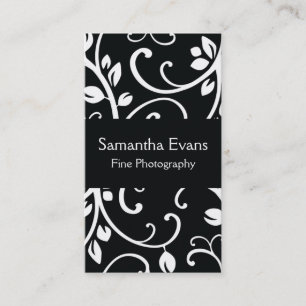 Visitekaartje van Floral Vine, zwart en wit