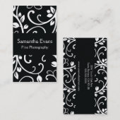Visitekaartje van Floral Vine, zwart en wit (Voorkant / Achterkant)