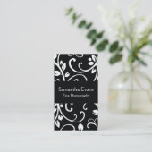 Visitekaartje van Floral Vine, zwart en wit (Staand voorkant)