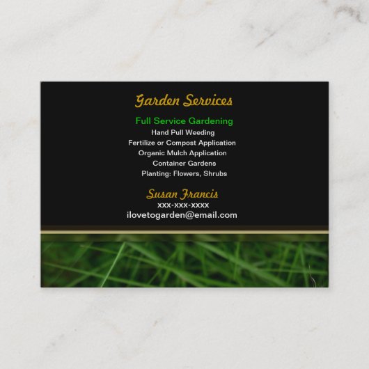Visitekaartje van Gardener (Voorkant)