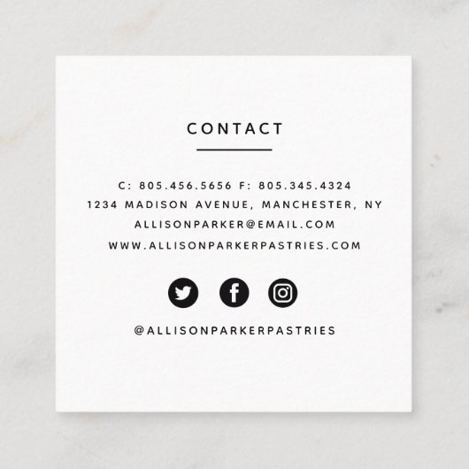 Visitekaartje van gebak (Achterkant)