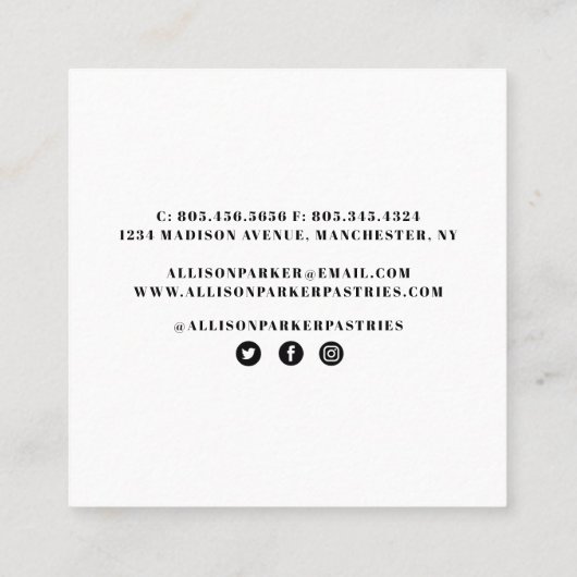 Visitekaartje van gebak (Achterkant)