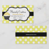 Visitekaartje van gebakken taart, zoet geel en zwa (Voorkant / Achterkant)