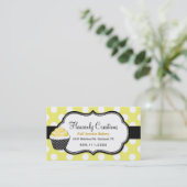 Visitekaartje van gebakken taart, zoet geel en zwa (Staand voorkant)