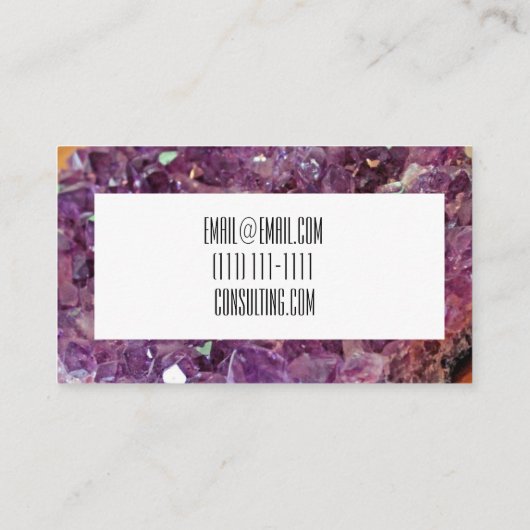 visitekaartje van gebarsten geode (Achterkant)