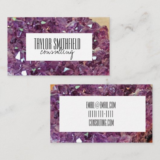 visitekaartje van gebarsten geode (Voorkant / Achterkant)