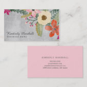 Visitekaartje van gekleurde Florals / Roze & grijs (Voorkant / Achterkant)
