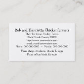 Visitekaartje van gekweekte kippeneieren van Barn (Achterkant)