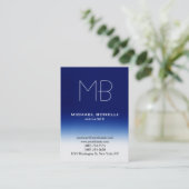 Visitekaartje van gematigd haarblauw wit monogram (Staand voorkant)