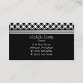 Visitekaartje van geraffineerde zwenken, zwart en  (Achterkant)