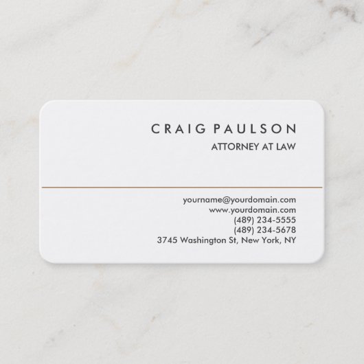 Visitekaartje van geronde Corner Consultant Attorn (Voorkant)