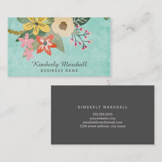 Visitekaartje van geverfde Florals (Voorkant / Achterkant)