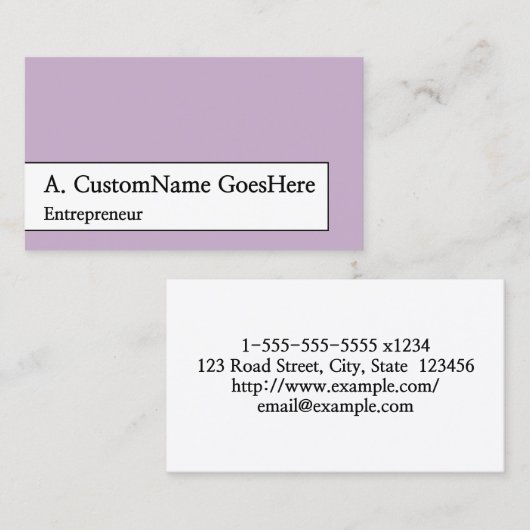 Visitekaartje van gewone en gewone ondernemer (Voorkant / Achterkant)