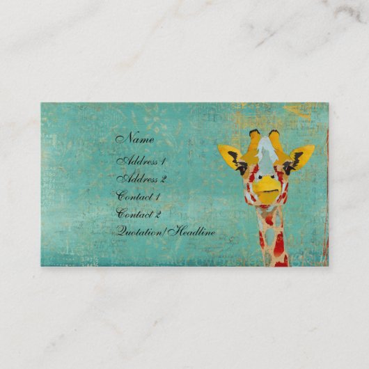 Visitekaartje van goudzoekende Giraffe/Labels (Voorkant)